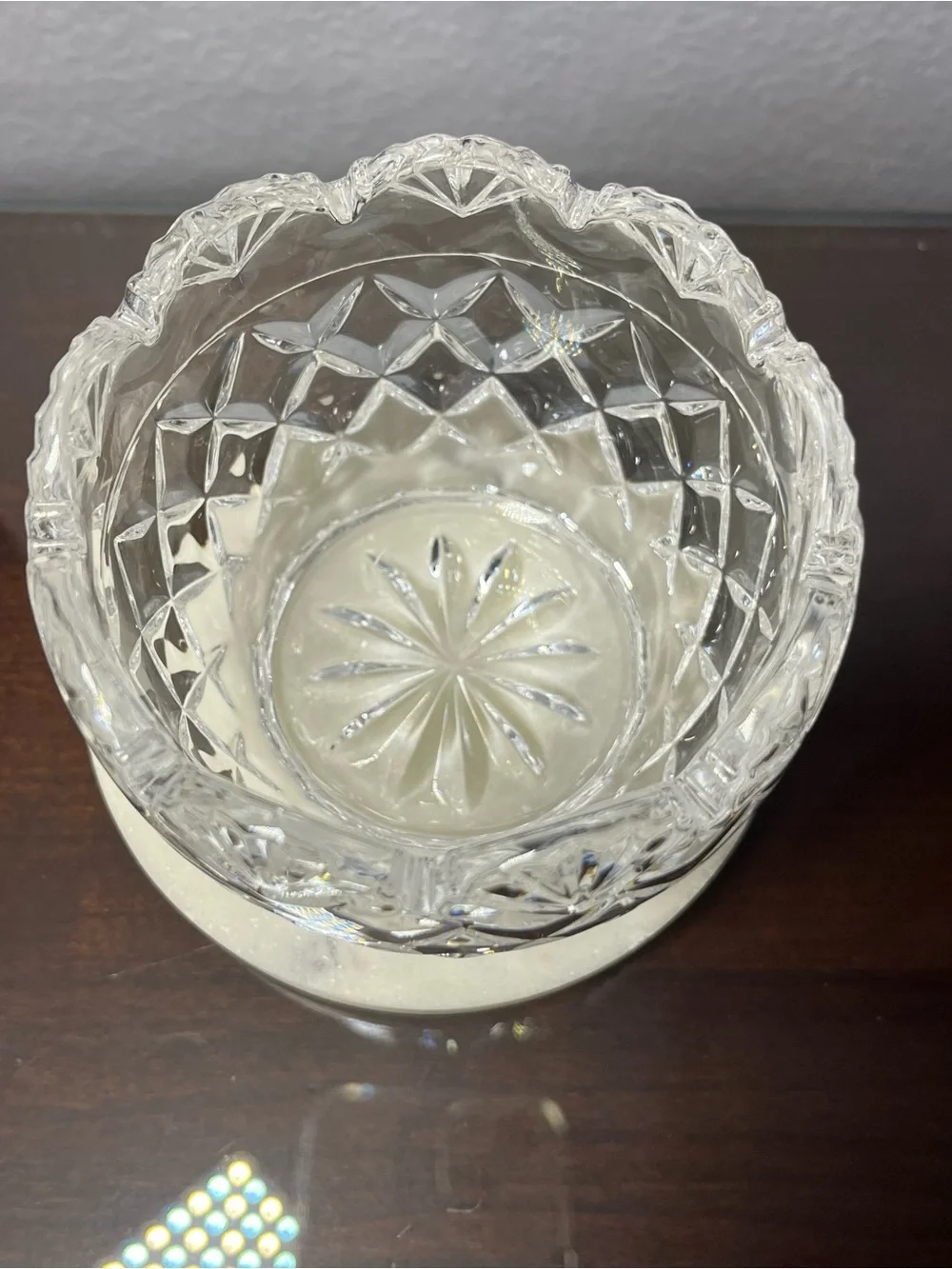 Shannon 24% Lead Crystal Small Bowl or Votive, Scallop Candy Dish Vase Bohemian